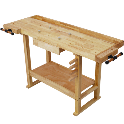 55-Inch Wood Workbench - Wooden Workbench for Garage Workshop and Home、、eastwooduniform