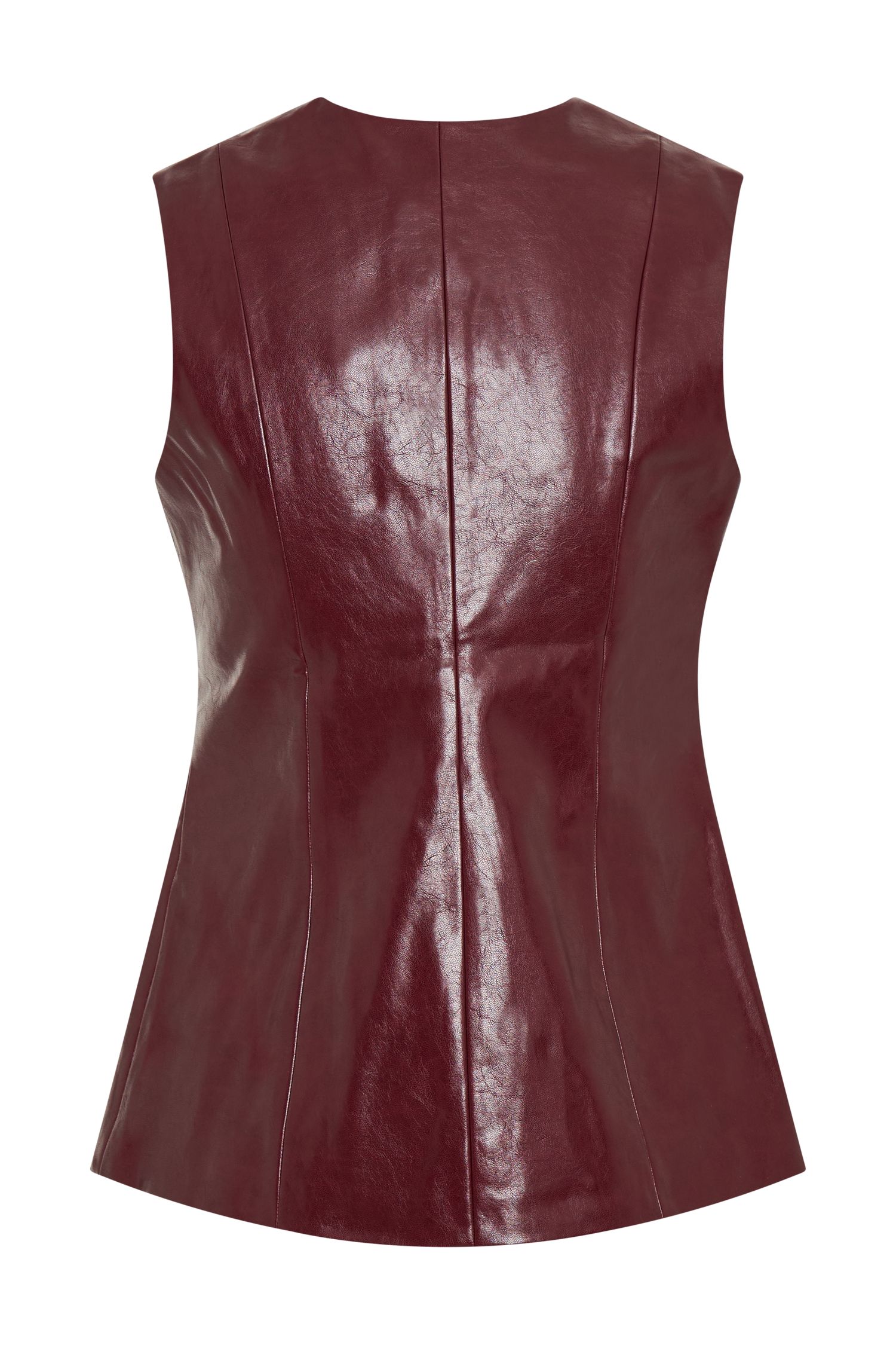 Coralia Faux Leather Sleeveless Vest - Cherry Red、mySite、solidvoid