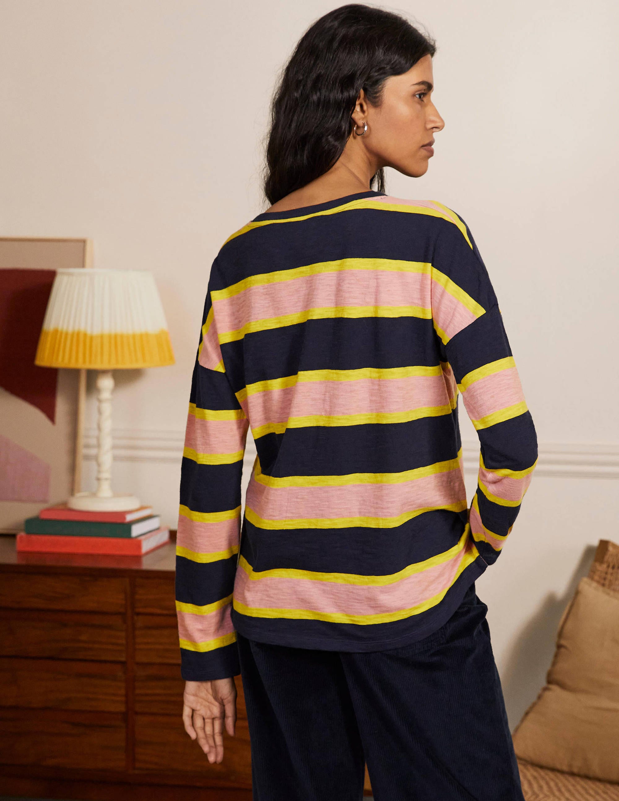  Boxy Jersey Tee-Navy/ Milkshake Stripe、mySite、ashleygrahame