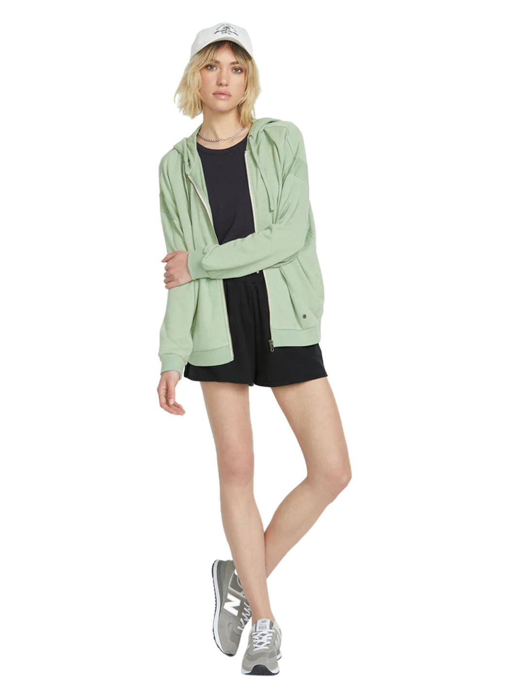 Volcom Women's Solid Lil Frenchie Zip Up Fleece Hoodie、mySite、noshort