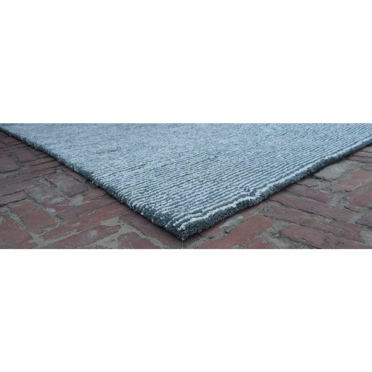 Seersucker Ivory Blue Wool Cotton Shag Rug、mySite、gigharbornorthrealestate