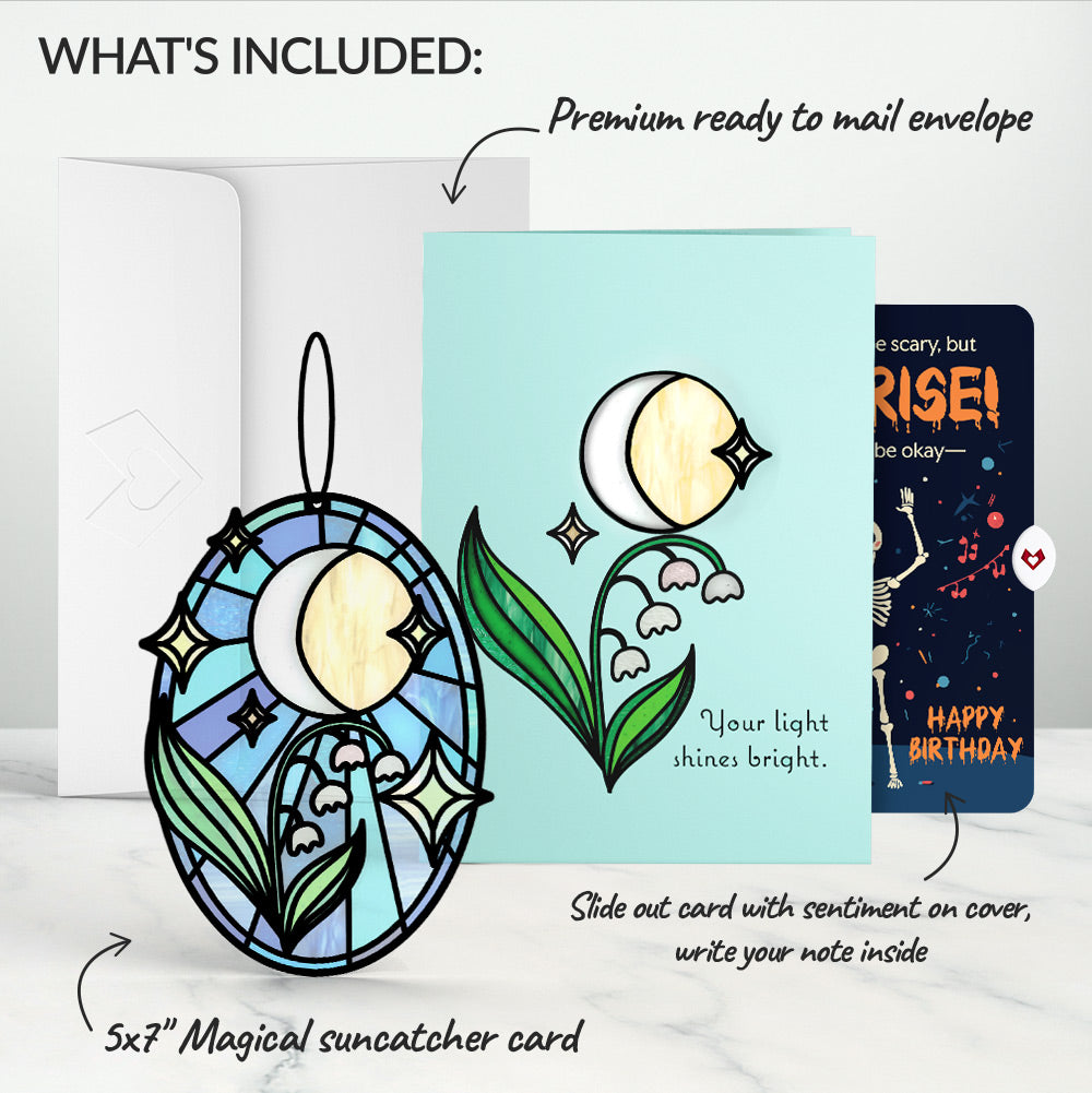 Shine Bright Twilight Bloom Birthday Suncatcher Card and Surprise Skeleton Sentiment Set、mySite、solidvoid