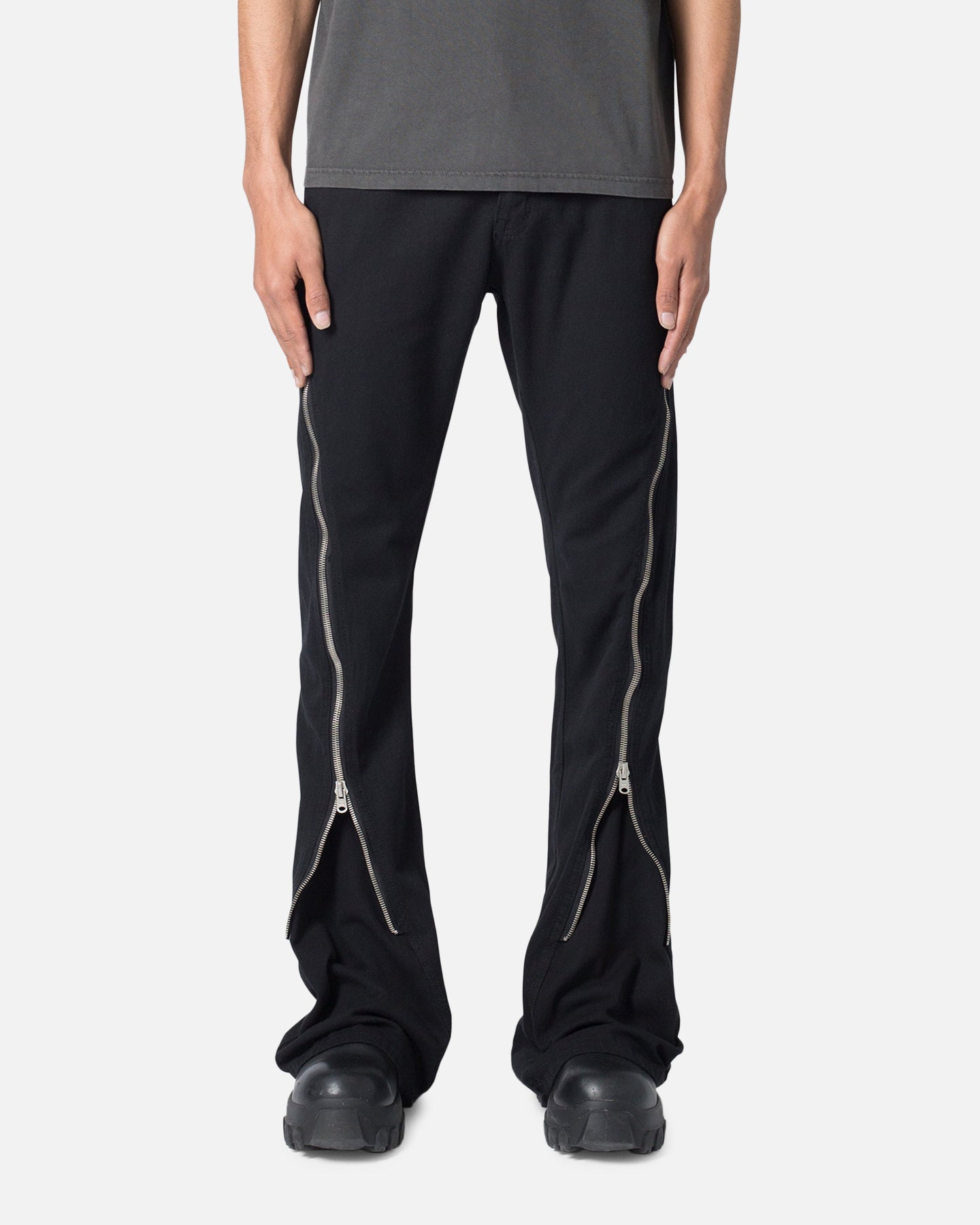 MNML D519 Zipper Flare Denim Jeans Black、mySite、zt4zffjzw