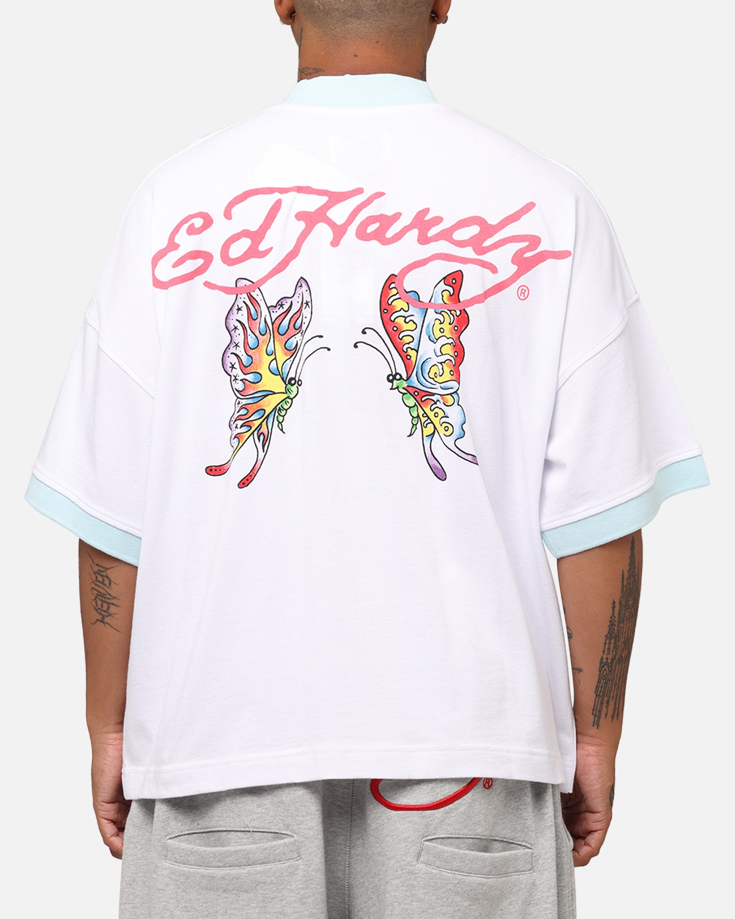 Ed Hardy Butterfly Ringer T-Shirt White、mySite、zt4zffjzw