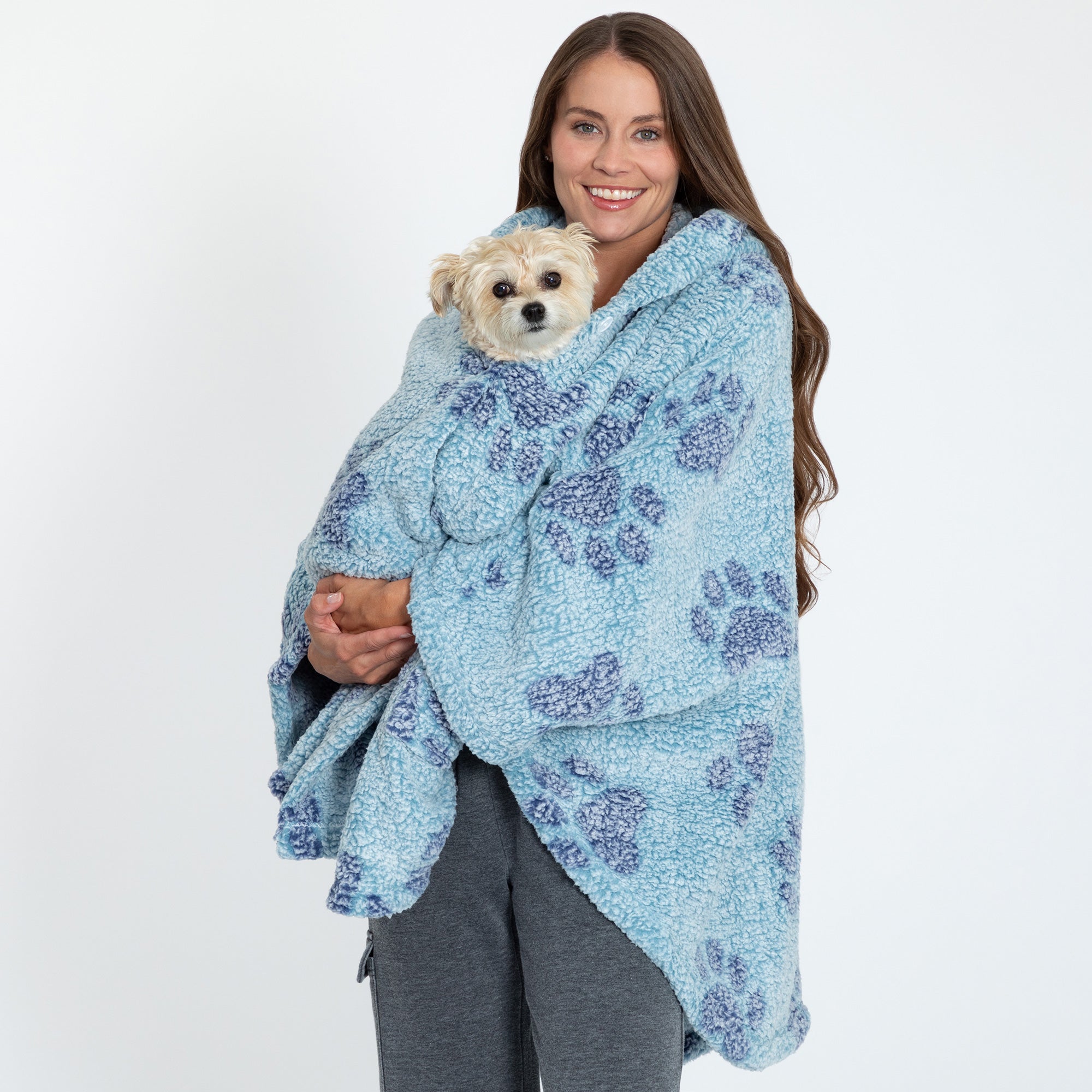 Cozy in Paws Plush Sherpa Fleece Hooded Cape with Pockets、mySite、camillekostekn