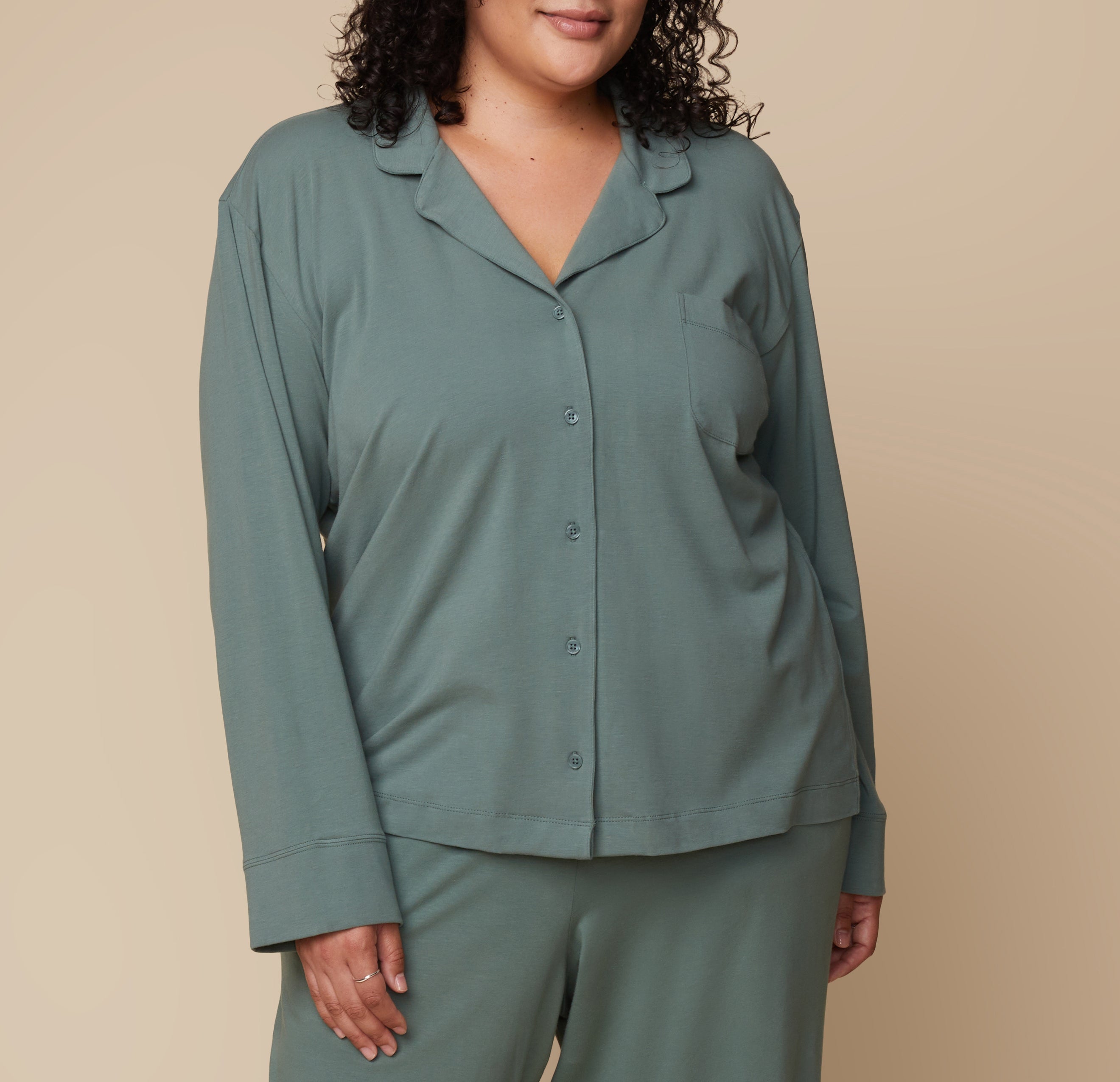 Perfect Pima Long Sleeve PJ Shirt - Rainforest、mySite、bengalsvssteelers