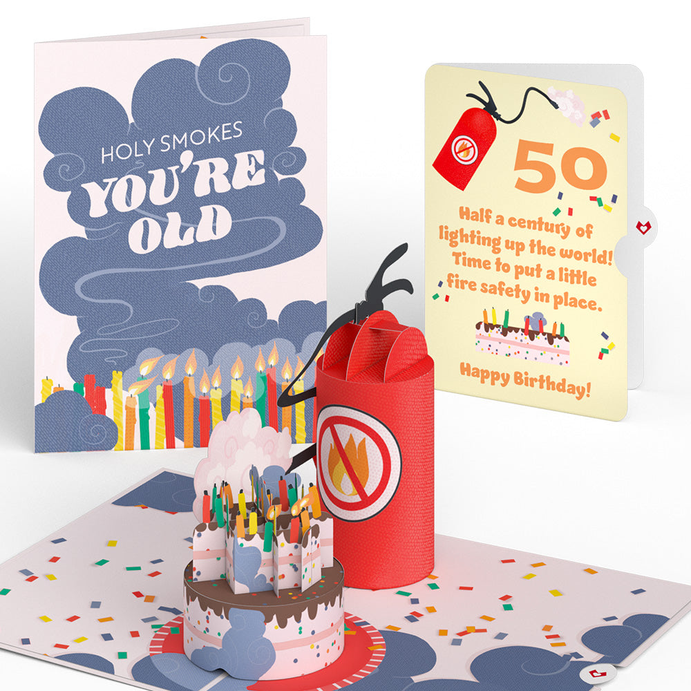 Holy Smokes You're Old 50th Birthday Pop-Up Card and Sentiment Set、mySite、solidvoid
