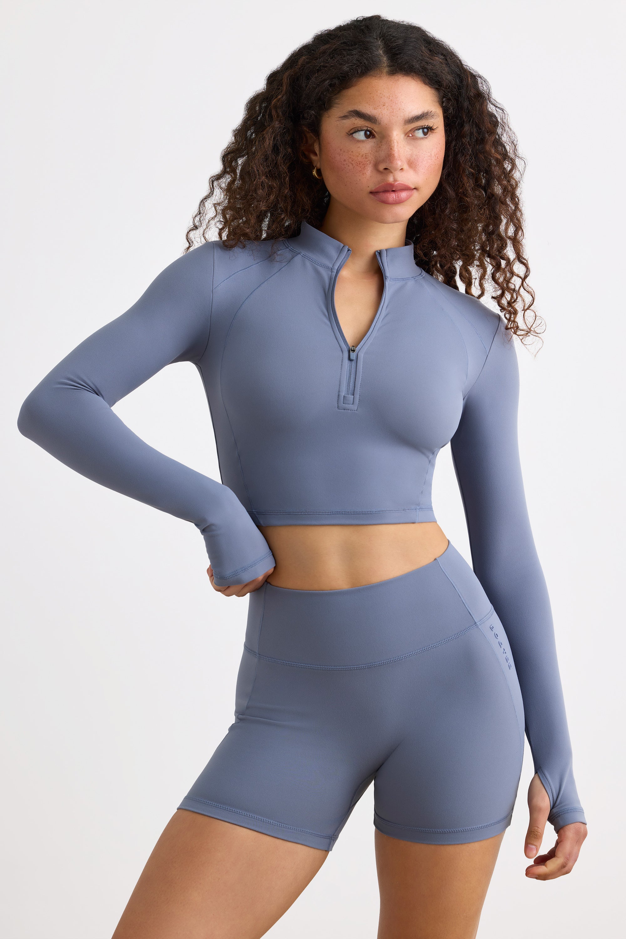 Soft Active High Waist Mini Shorts in Slate Grey、mySite、solidvoid