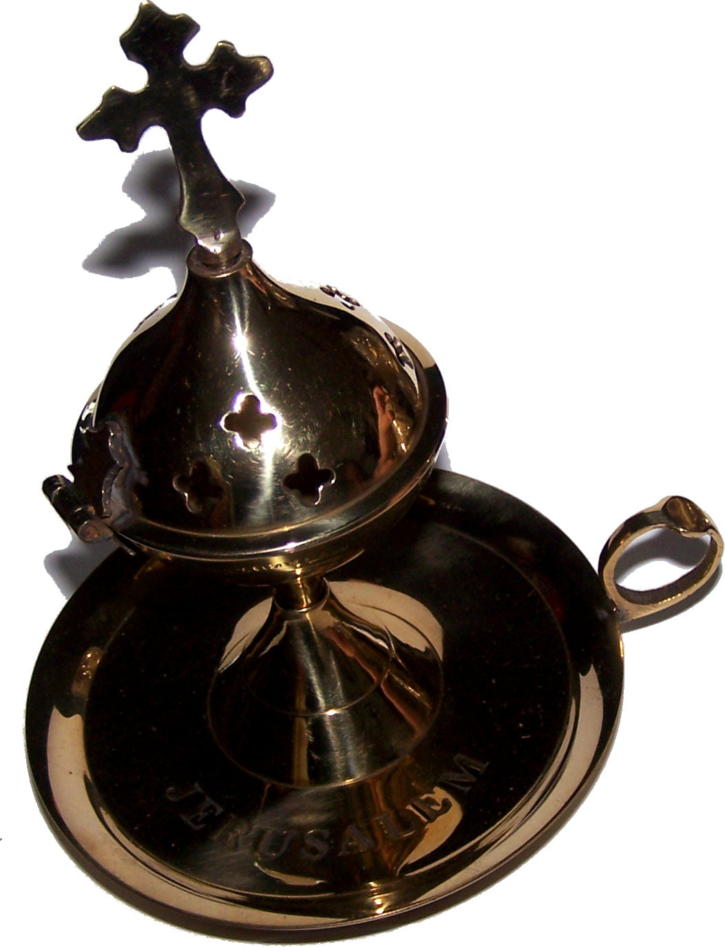 Holy Land Market Light Greek Brass Pedestal Incense Burner with Tray - (15cm or 6 inches Tall)、mySite、topwebapps