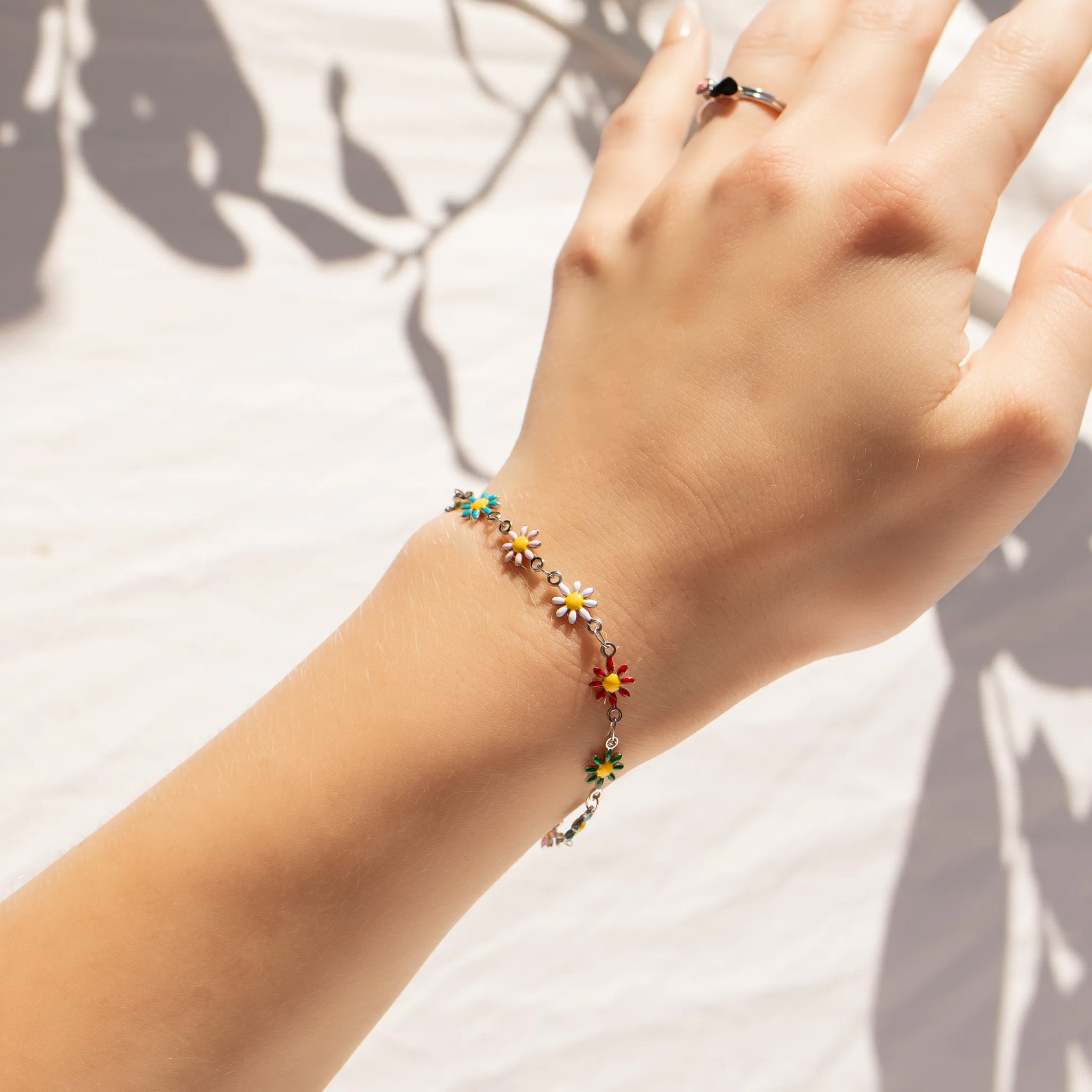 18K Gold PVD Multi Colored Floral Chain Bracelet / BRJ1063、mySite、dreamappss