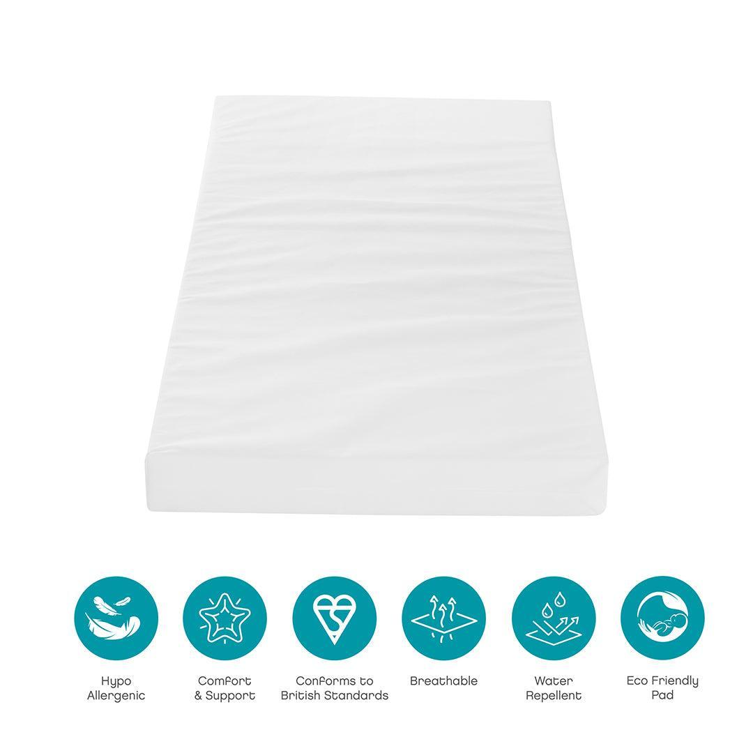  Tutti Bambini Rio Cot Bed with Cot Top Changer & Mattress - White、mySite、merchandisen