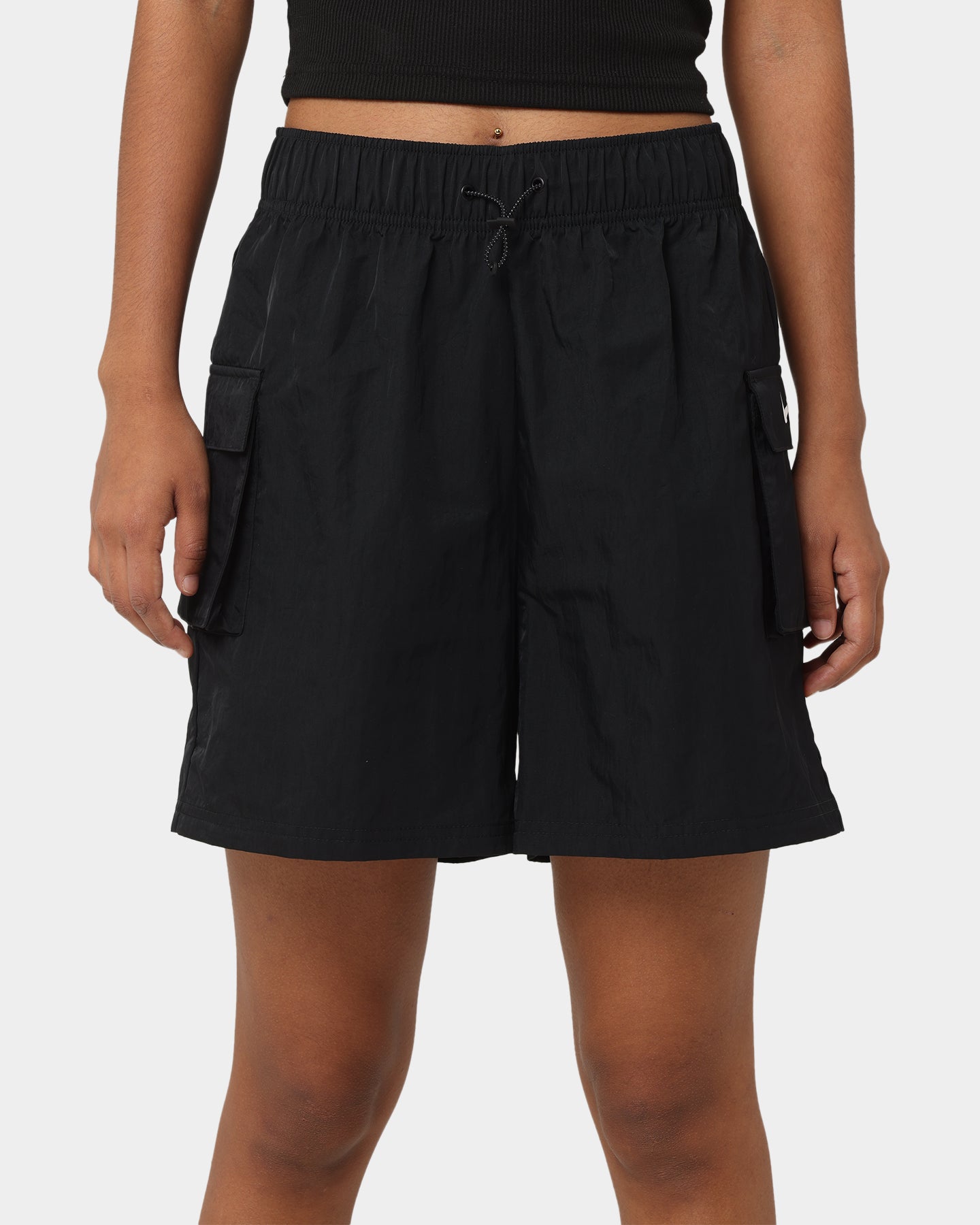 Nike Women's Nike Essential Woven High-Waisted Shorts Black/White、mySite、zt4zffjzw