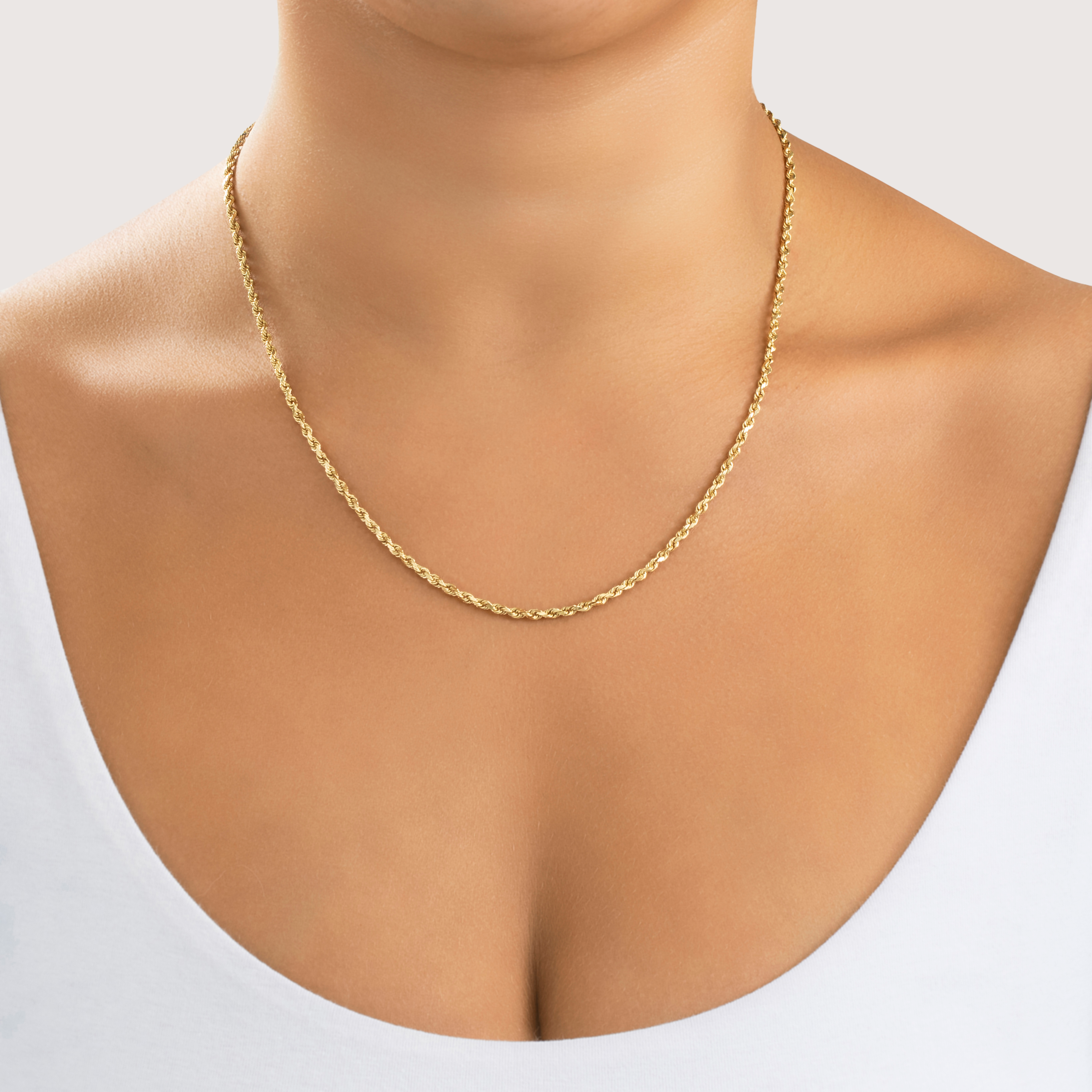 Vintage 14k Yellow Gold Classic Rope Chain Necklace 19、mySite、hinf8tx79