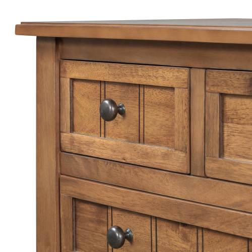 TREXM Narrow Console Table, Slim Sofa Table with Three Storage Drawers and Bottom Shelf for Living Room, Easy Assembly (Espresso)、、casual