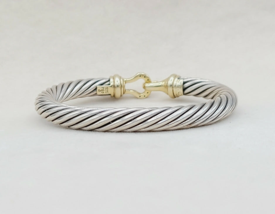 David Yurman 7 mm Cable Diamond Buckle Bracelet Gold、mySite、hinf8tx79