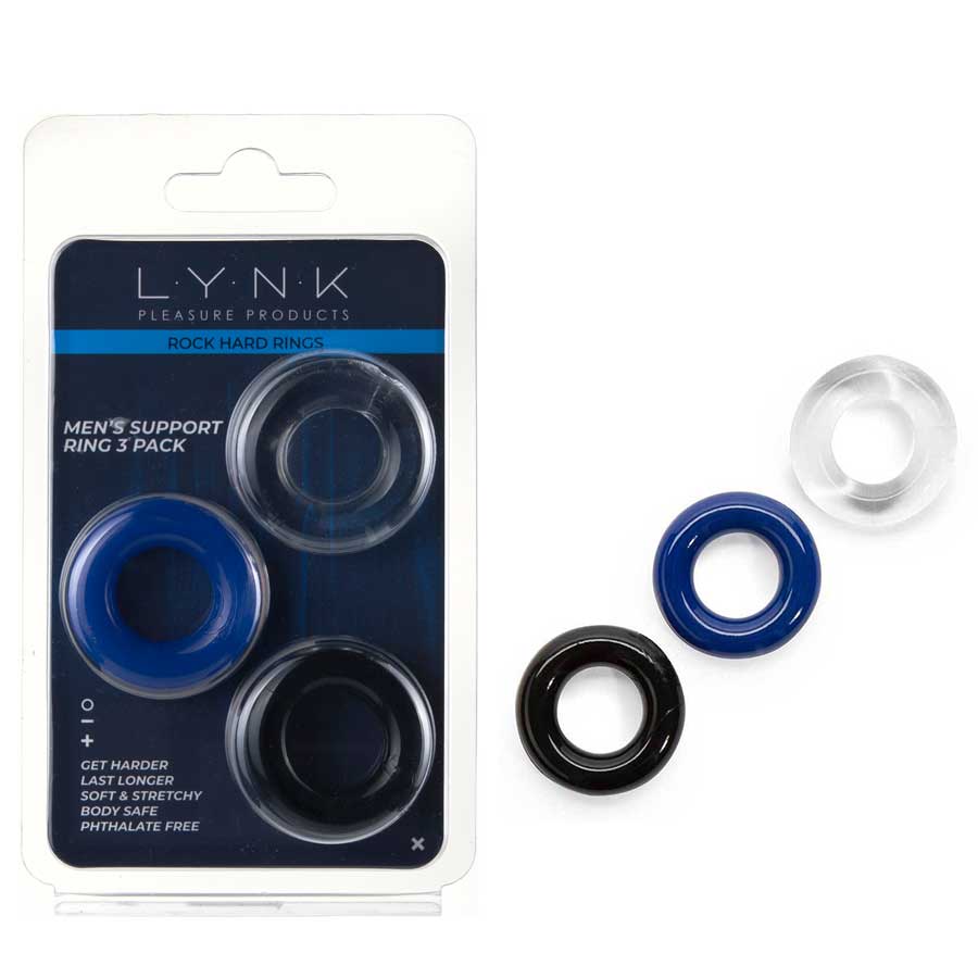 Multi Color Stretchy Stamina Boosting Cock Rings 3 Pack by Lynk Pleasure、mySite、bottomscart