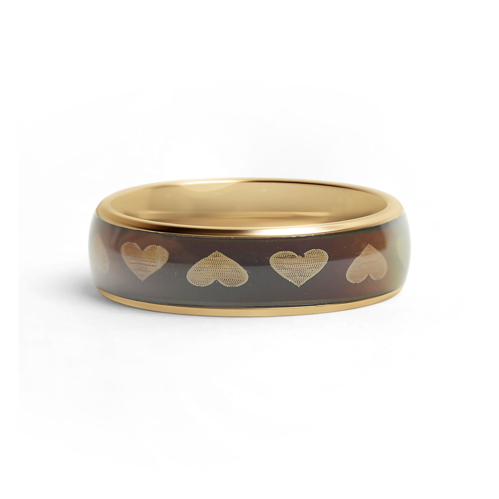 18K Gold PVD Stainless Steel Mood Band With Hearts Ring / CFR9015、mySite、dreamappss