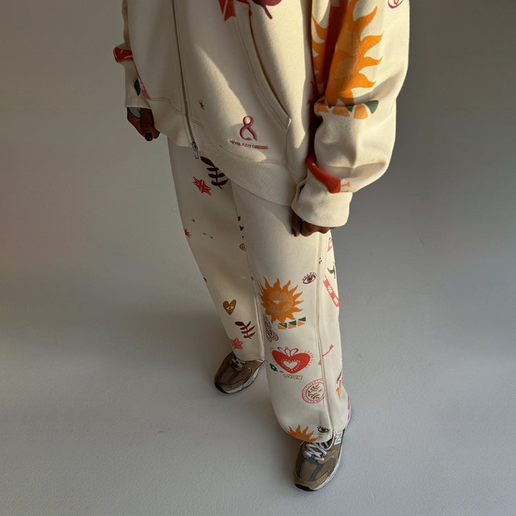 Cream Sundazed Wide Leg Accessible Joggers、mySite、solidvoid