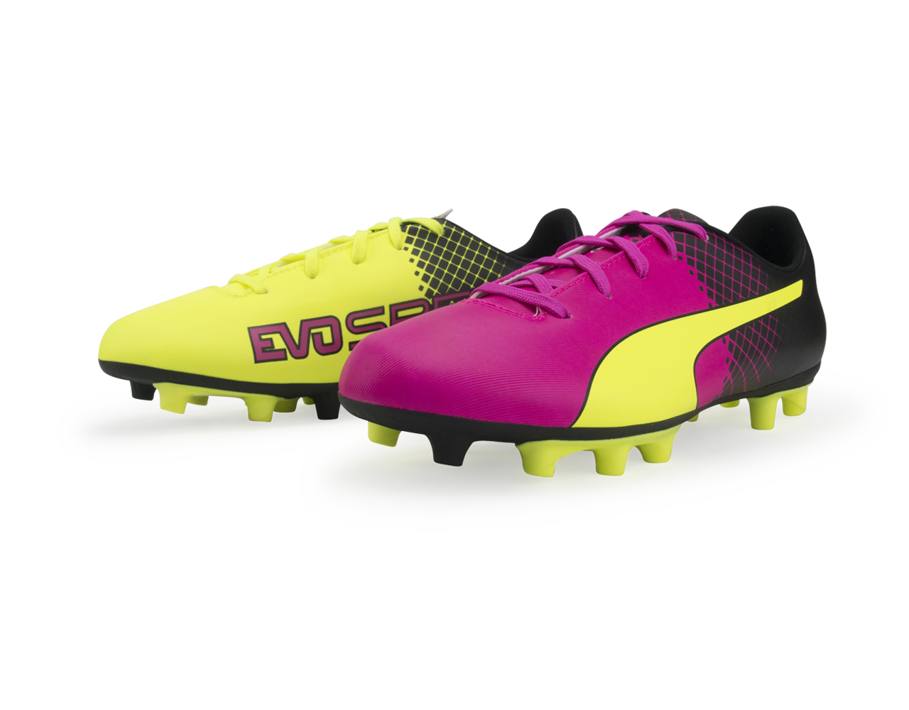 PUMA Kids evoSPEED 5.5 Tricks FG Pink Glow/Safety Yellow/Black、mySite、bottomscart