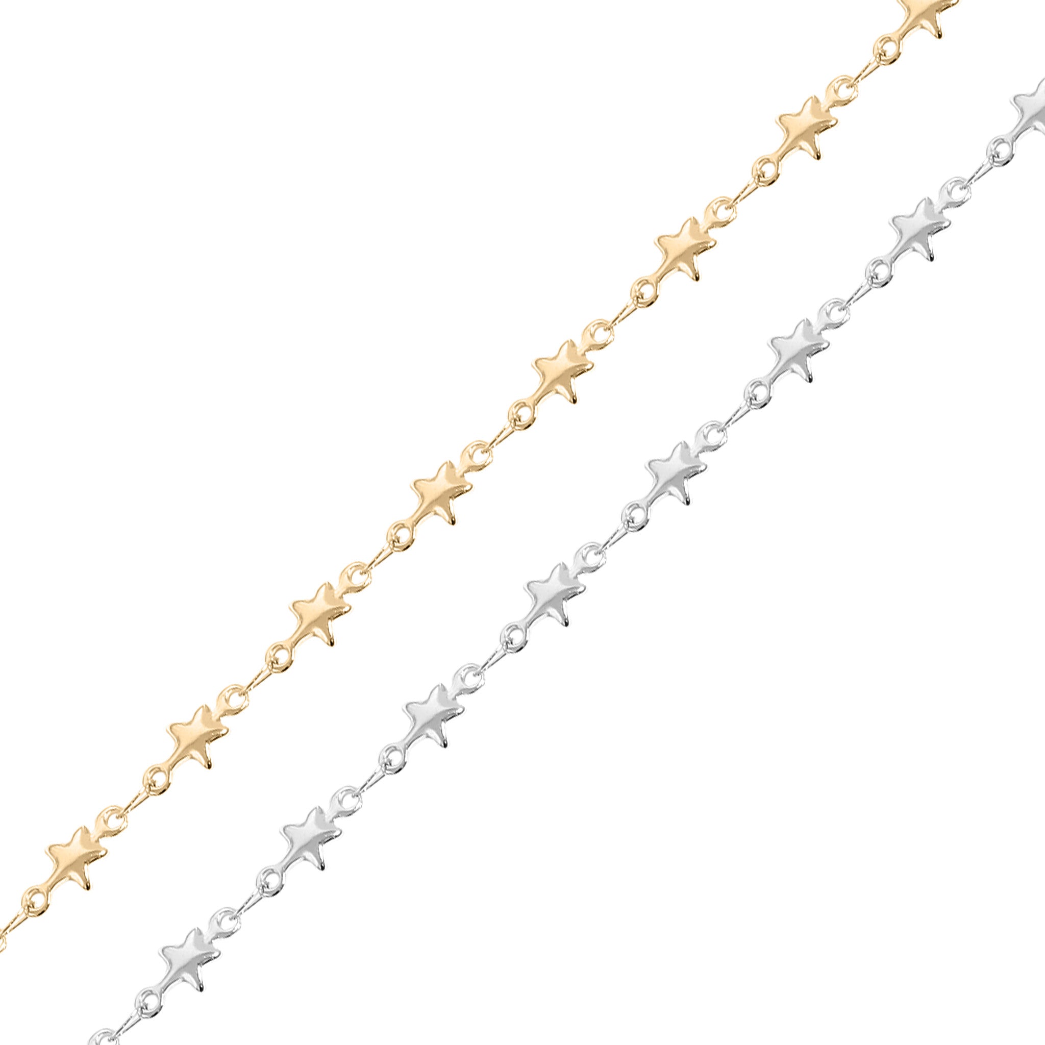 18K Gold PVD Stainless Steel Star Connector Chain - By The Foot / SPL1019、mySite、dreamappss