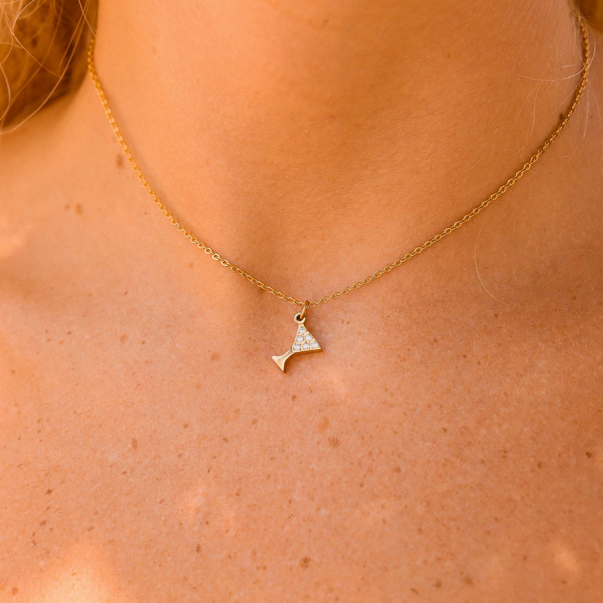 18K Gold PVD Stainless Steel CZ Martini Glass Charm / PDL0145、mySite、dreamappss