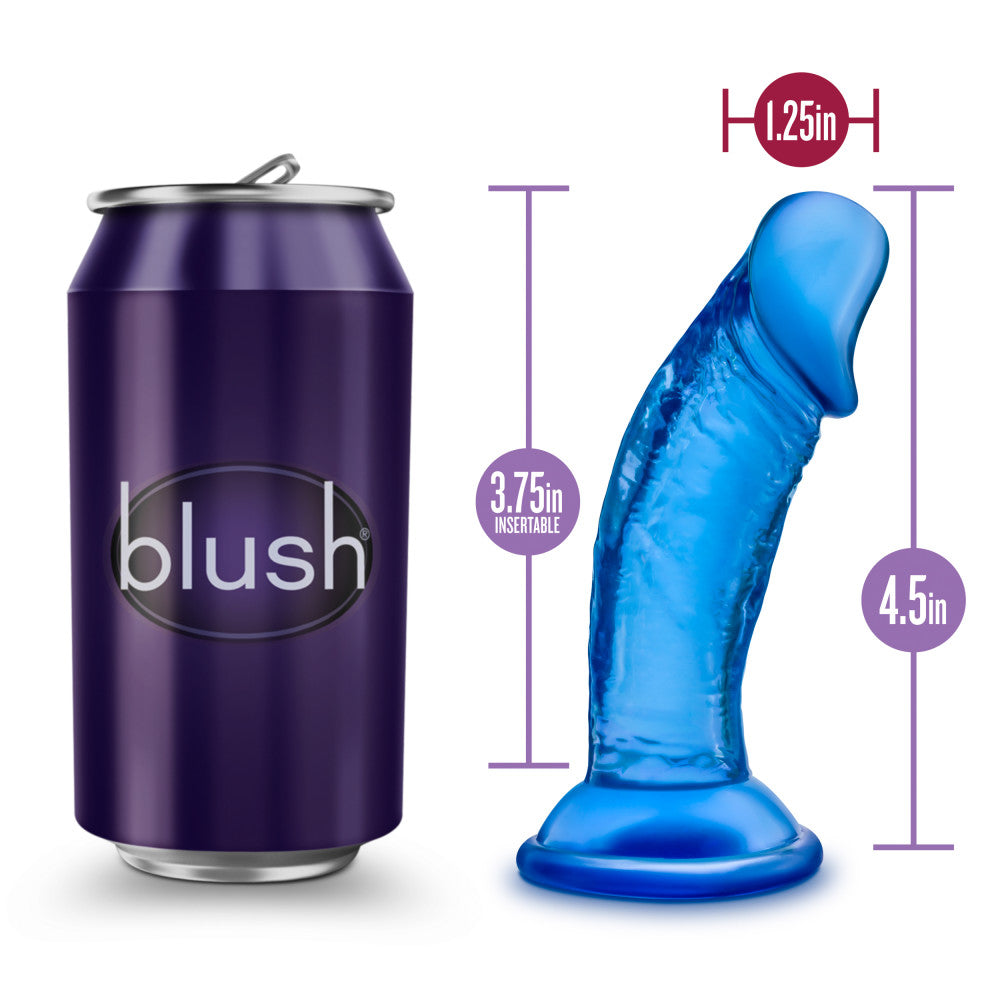 B Yours By Blush® | Sweet N' Small 6 Realistic Blue 4.5-Inch Long Dildo With Suction Cup Base、mySite、bottomscart