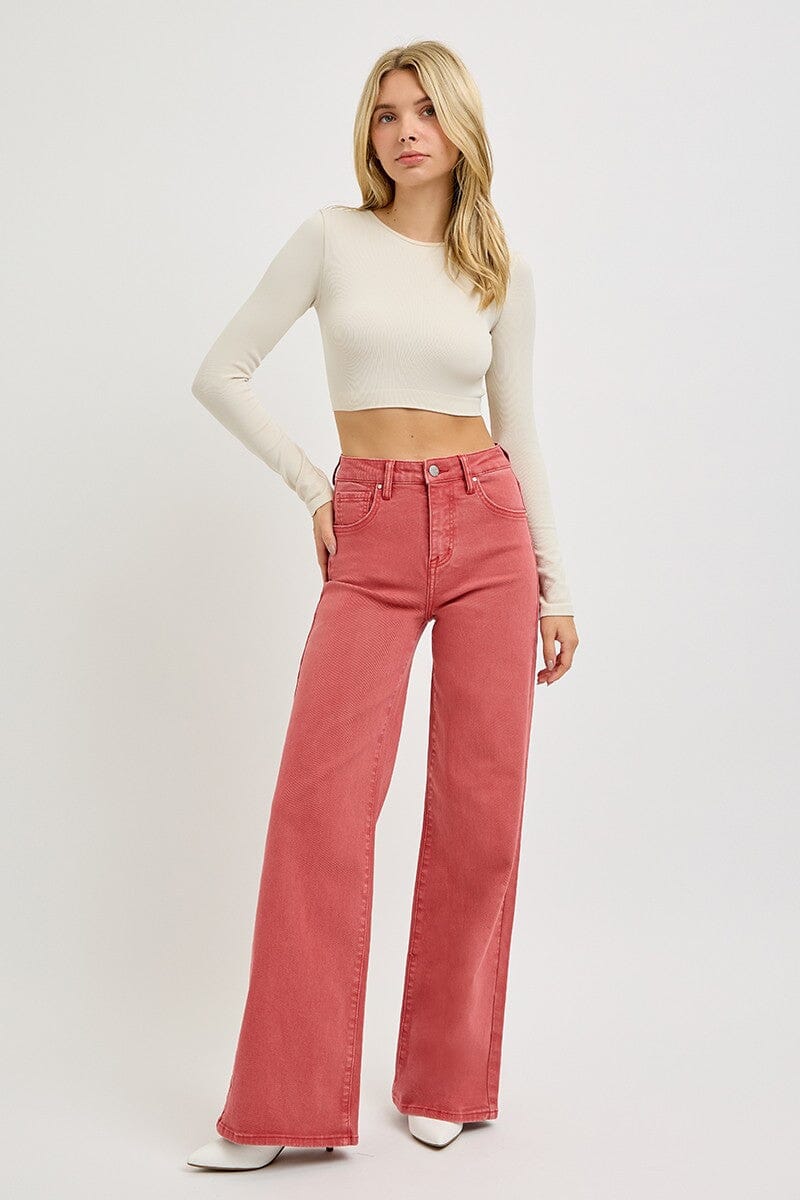 RISEN Full Size High Rise Tummy Control Wide Leg Jeans、mySite、camillekostekn