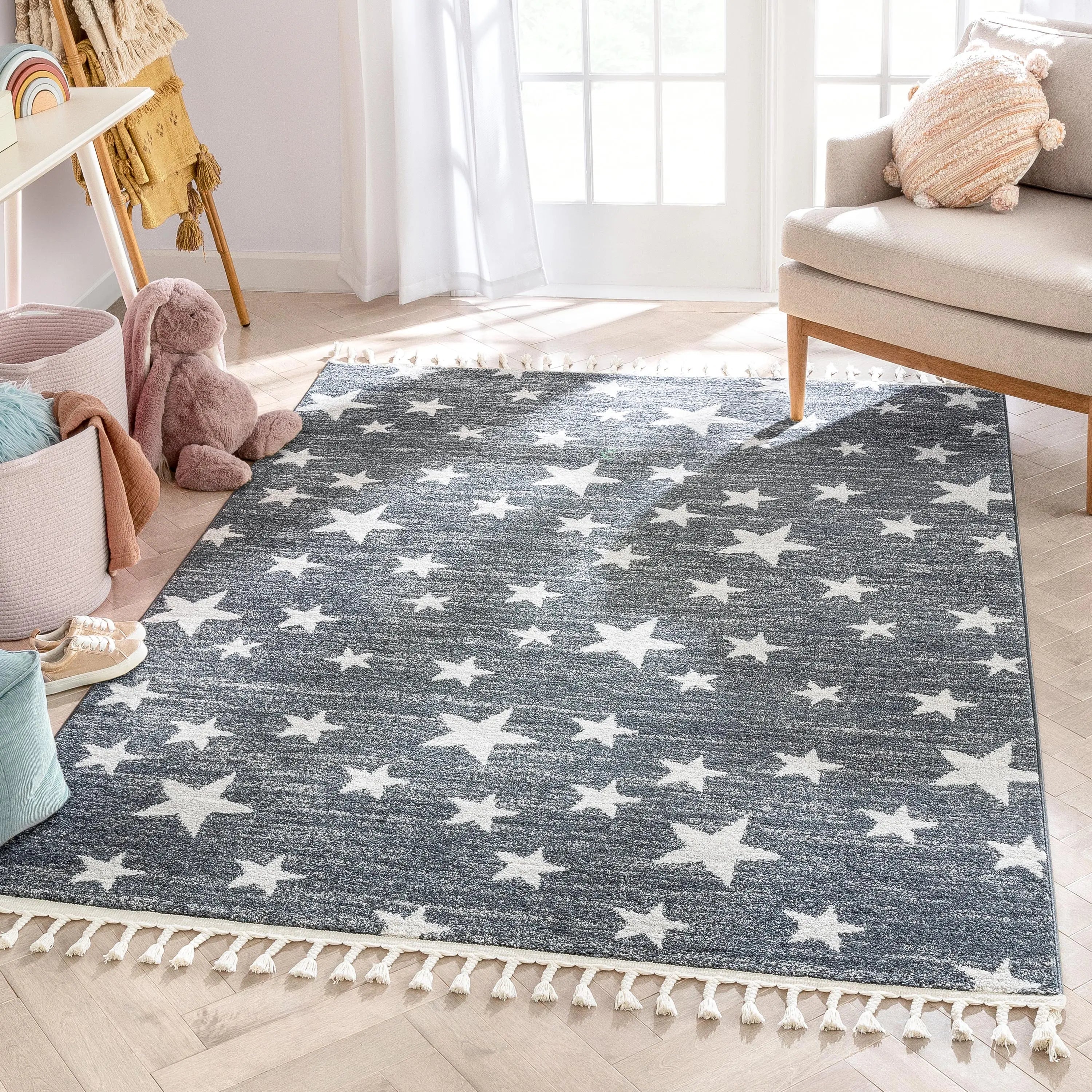 Stars Modern Geometric Grey Kids Rug、mySite、gigharbornorthrealestate
