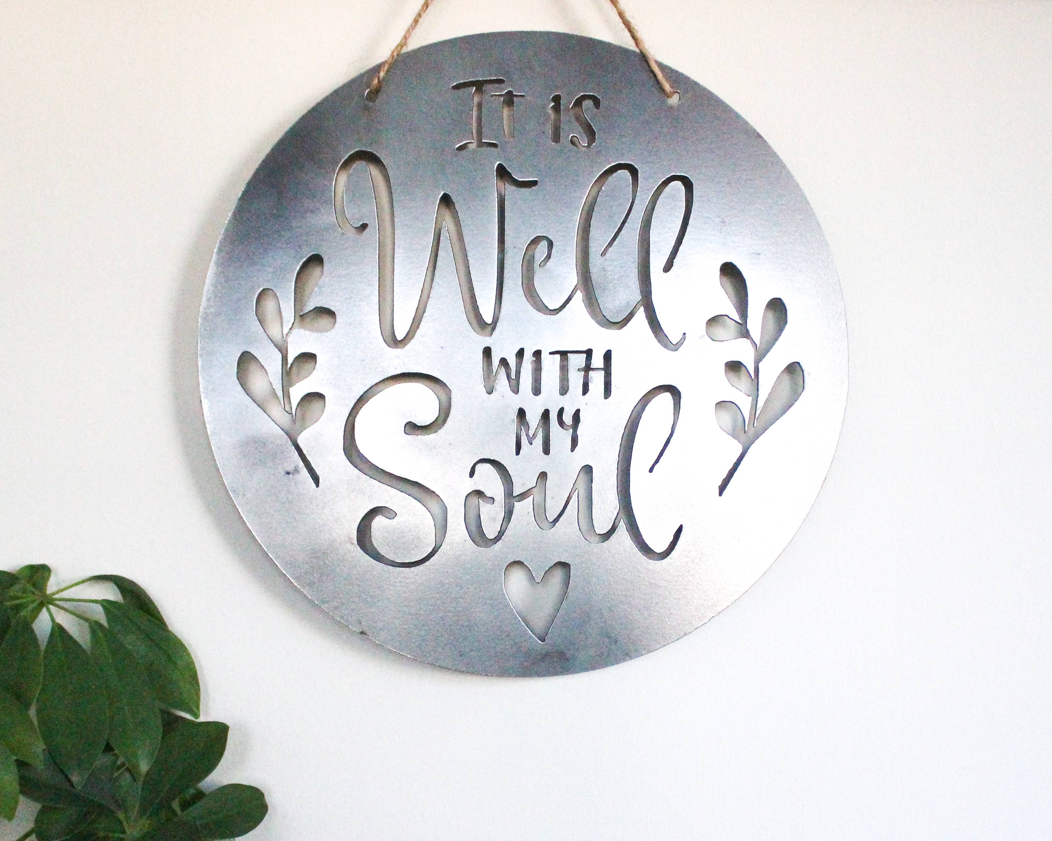 It Is Well With My Soul Metal Wall Sign Handmade in the USA Decor、mySite、g9winljtr
