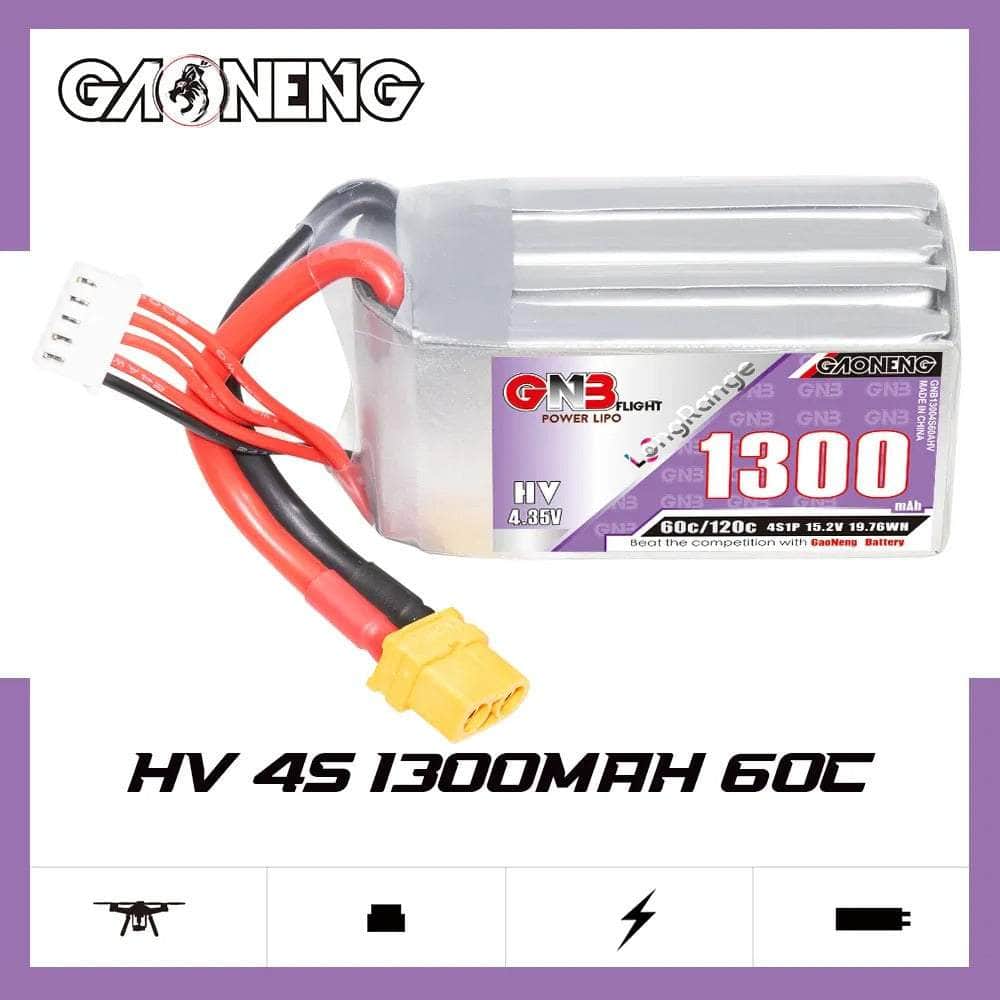  Gaoneng GNB 15.2V 4S 1300mAh 60C LiHV Battery - XT60、mySite、merchandisen