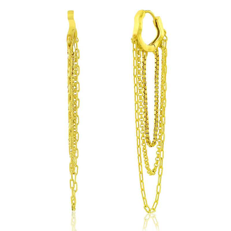 Multi Drop Chain Earrings | 14K Gold Plated、mySite、camillekostekn