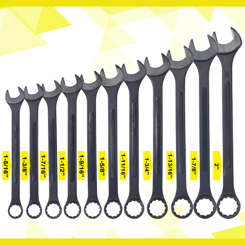 Jumbo Combination Wrench Set extra large, Metric, 11-piece, 34 to 50mm,Black Oxide, with Pouch、、eastwooduniform