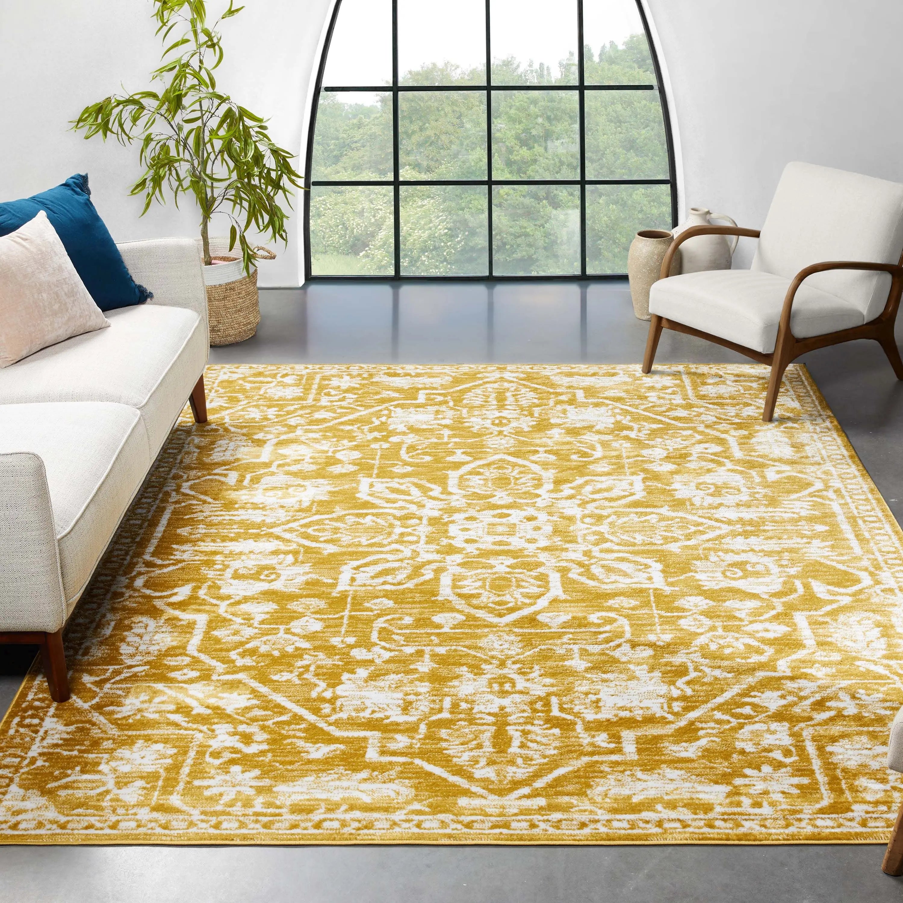 Disa Vintage Medallion Gold Soft Rug By Chill Rugs、mySite、gigharbornorthrealestate