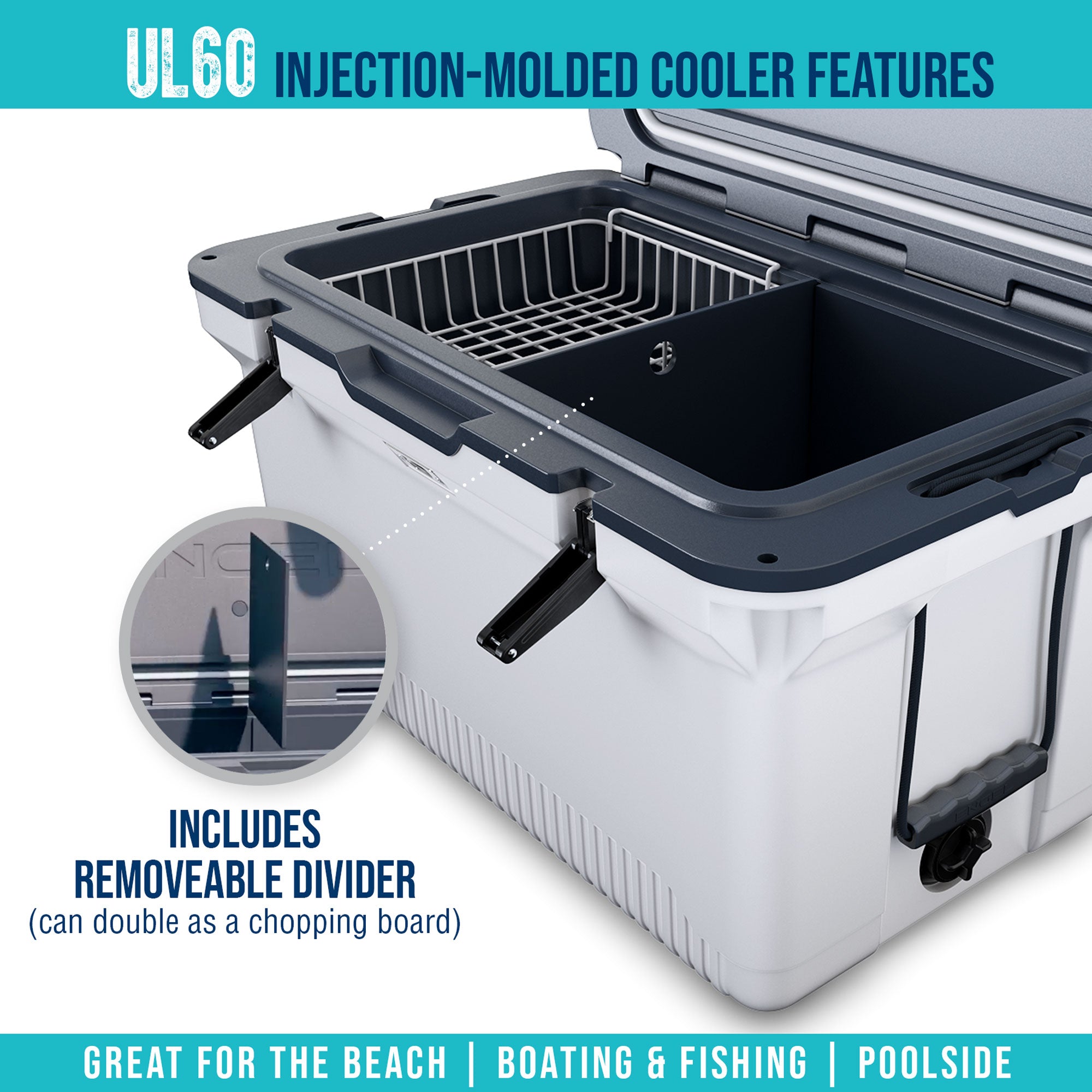 ENGEL 60QT UltraLite Injection-Molded Cooler With Wire Basket and Divider、mySite、noshort