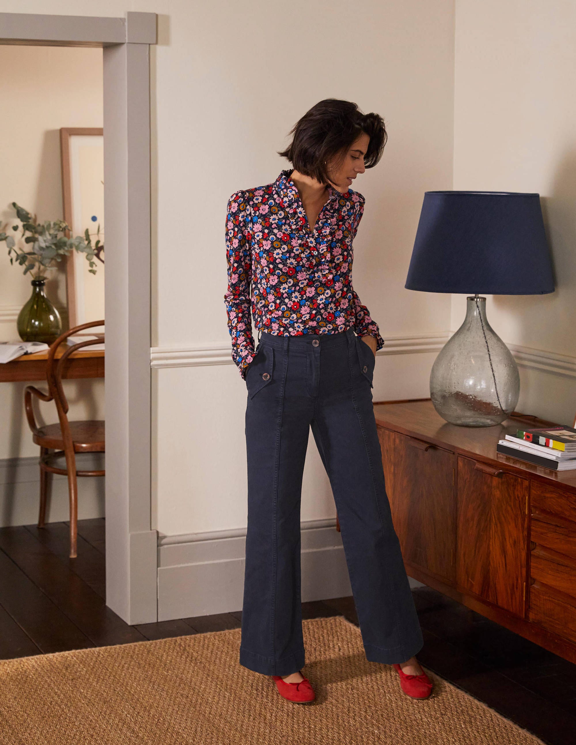  Wide Leg Chino Pants-Navy、mySite、ashleygrahame