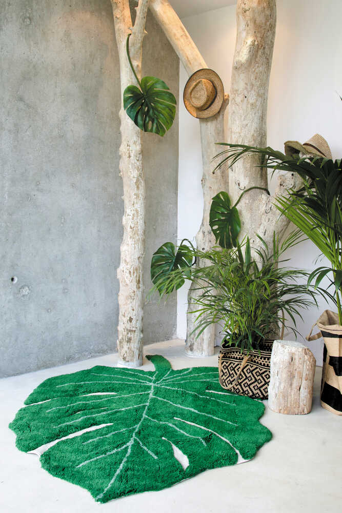 WASHABLE COTTON RUG MONSTERA LEAF、mySite、gigharbornorthrealestate