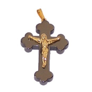 Hematite rosary crucifix / Pendant - Orthodox or Byzantine Eastern style (3.5...、mySite、topwebapps