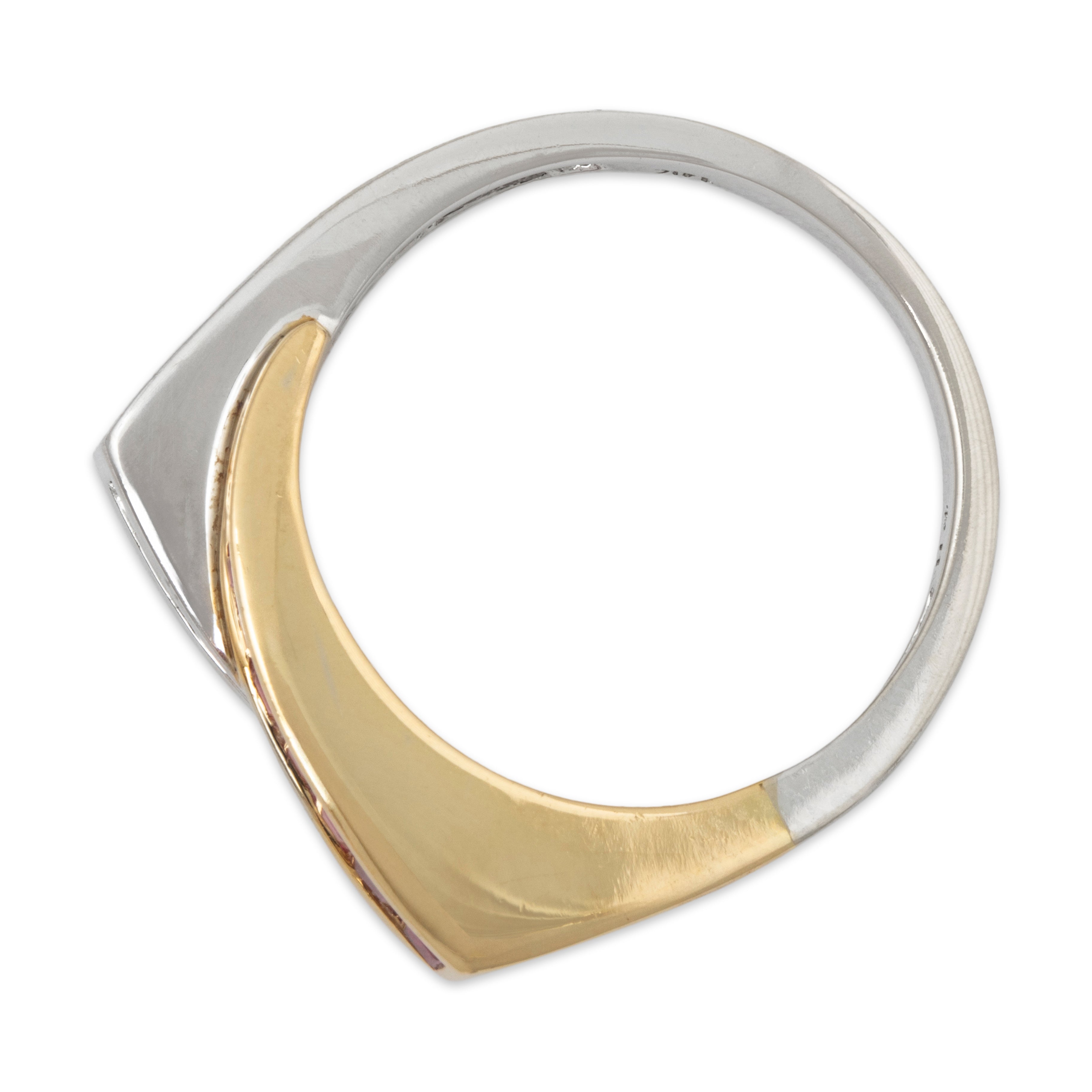 Vintage 14k White & Yellow Gold Ruby Diamond Modernist Statement Ring 7.25、mySite、hinf8tx79