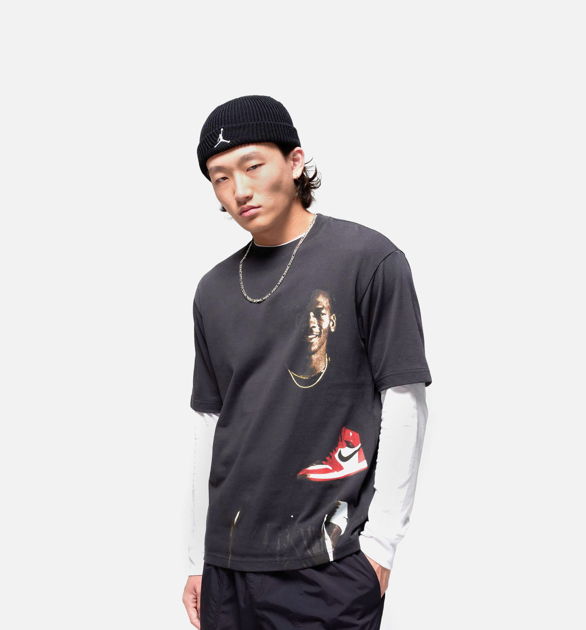 Air JDN 1985 Graphic Mens Short Sleeve Shirt - Black/Grey、mySite、dreamappss