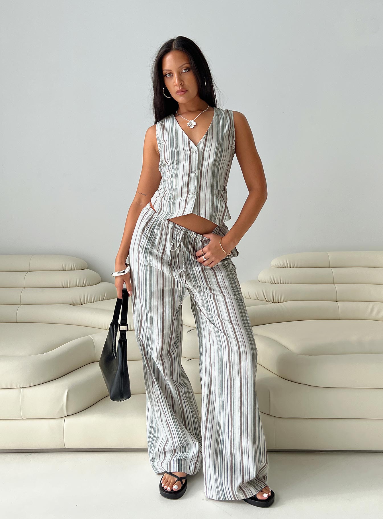 Flutters Vest Top White / Blue Stripe、mySite、solidvoid