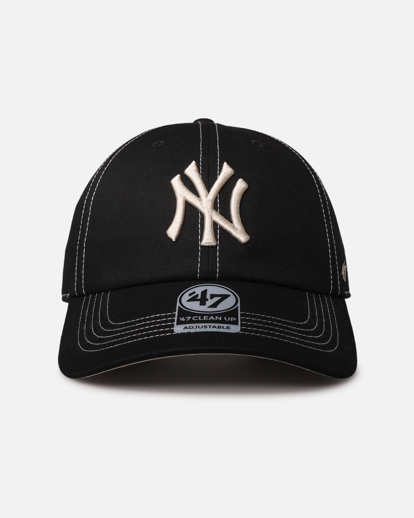 47 Brand New York Yankees 'Contrast Stitch' 47 Clean Up Strapback Black/Bone、mySite、zt4zffjzw