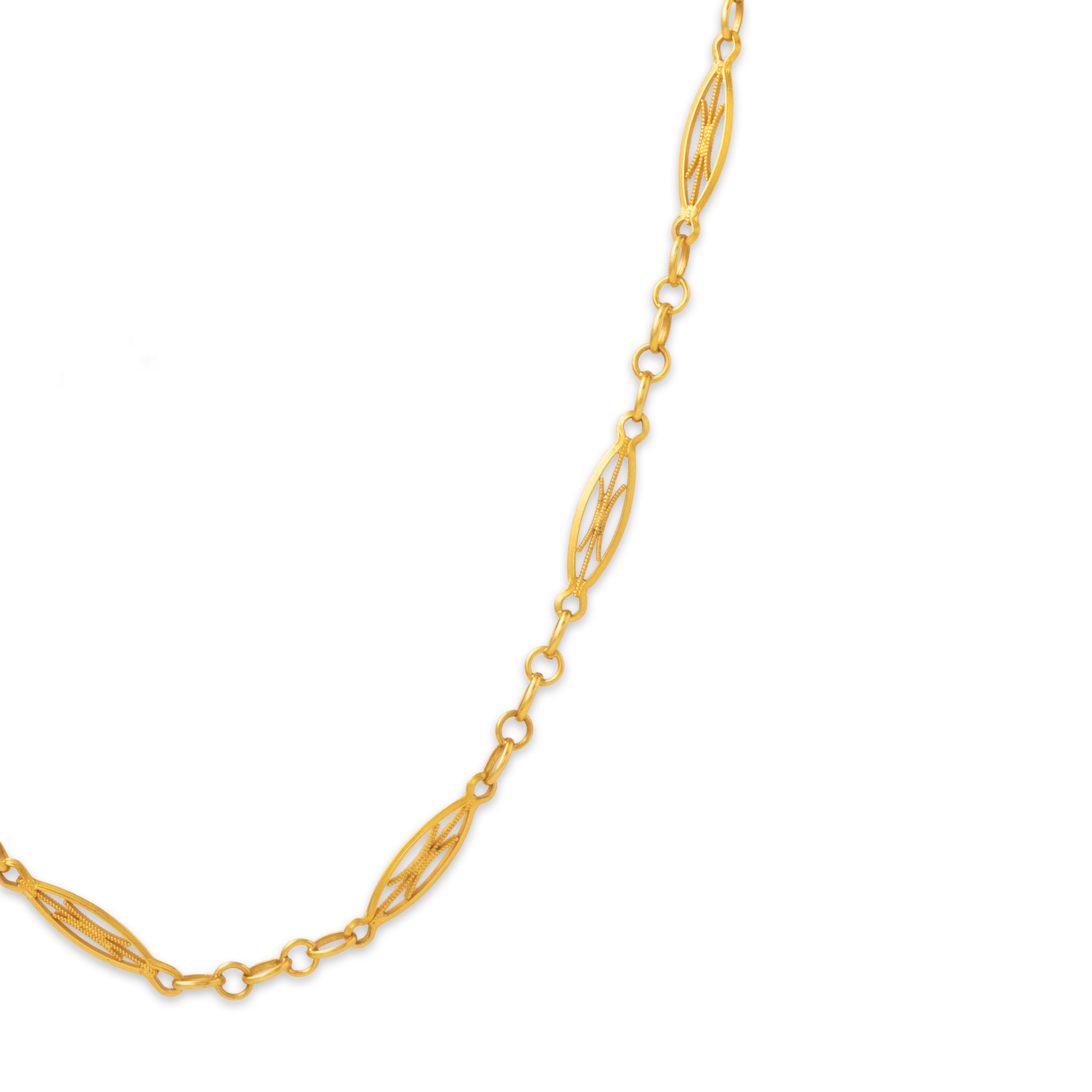 Antique French 18k Yellow Gold Wonderful Filigree Chain Necklace 20.75、mySite、hinf8tx79