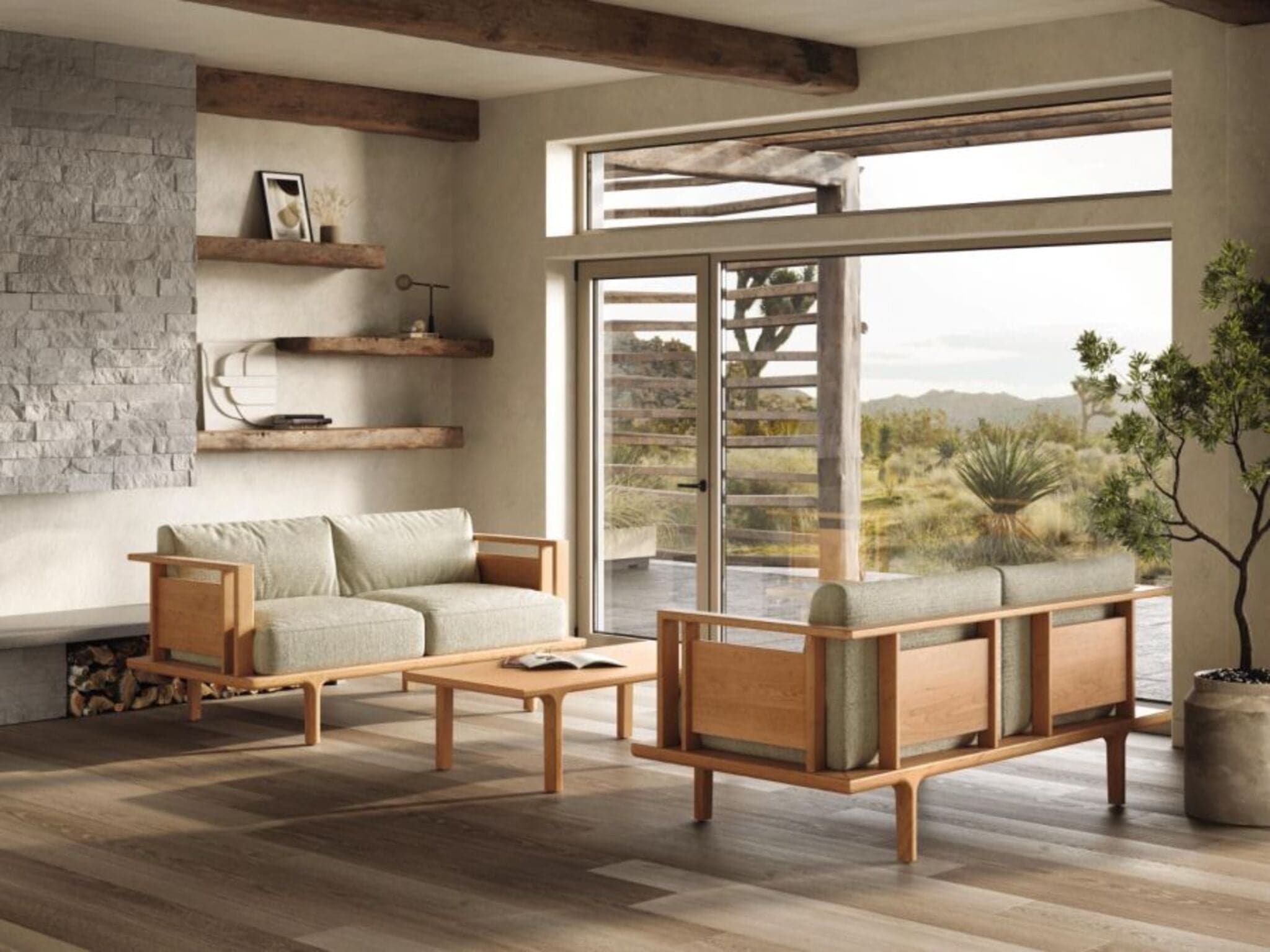 Copeland Sierra Loveseat with Wood Panels、mySite、neckold