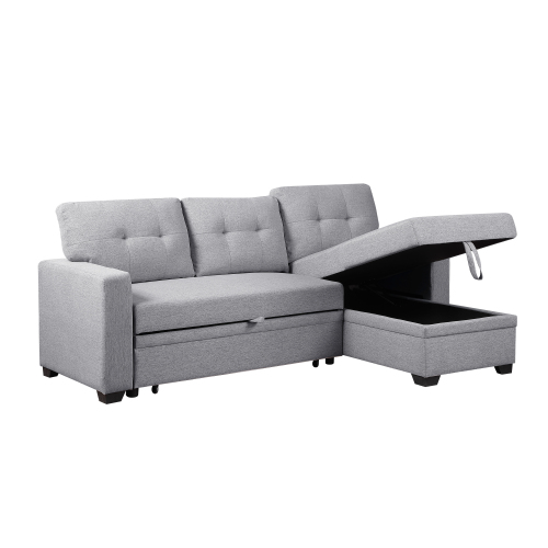 Upholstered Pull out Sectional Sofa with Chaise、、casual