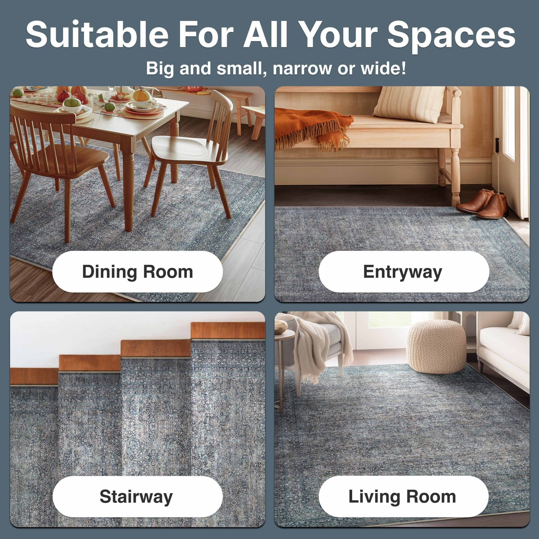 Juliette Vintage Persian Oriental Blue Flat-Weave Rug、mySite、gigharbornorthrealestate