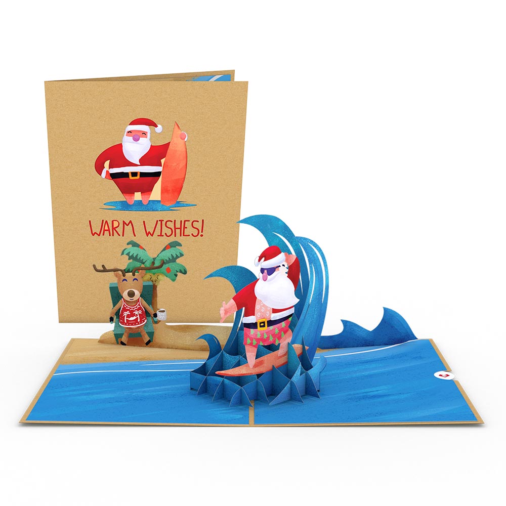 Warm Wishes Surfing Santa Pop-Up Card、mySite、solidvoid