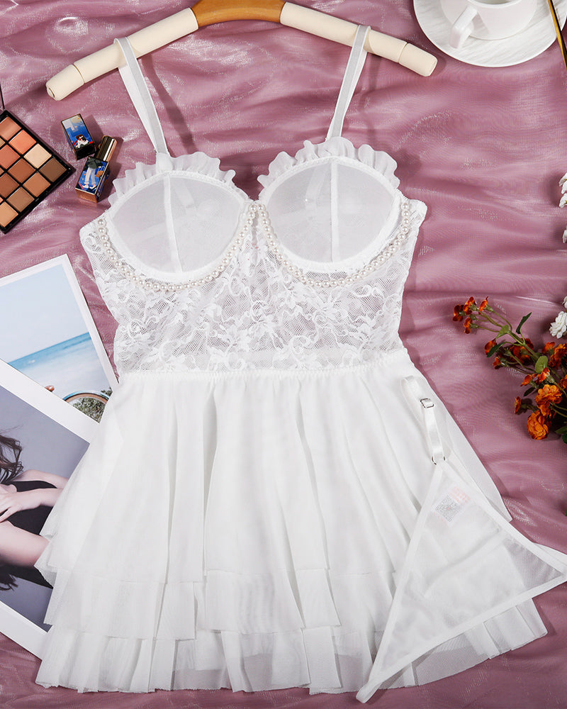 Lace Suspender Mesh Nightdress、mySite、bengalsvssteelers