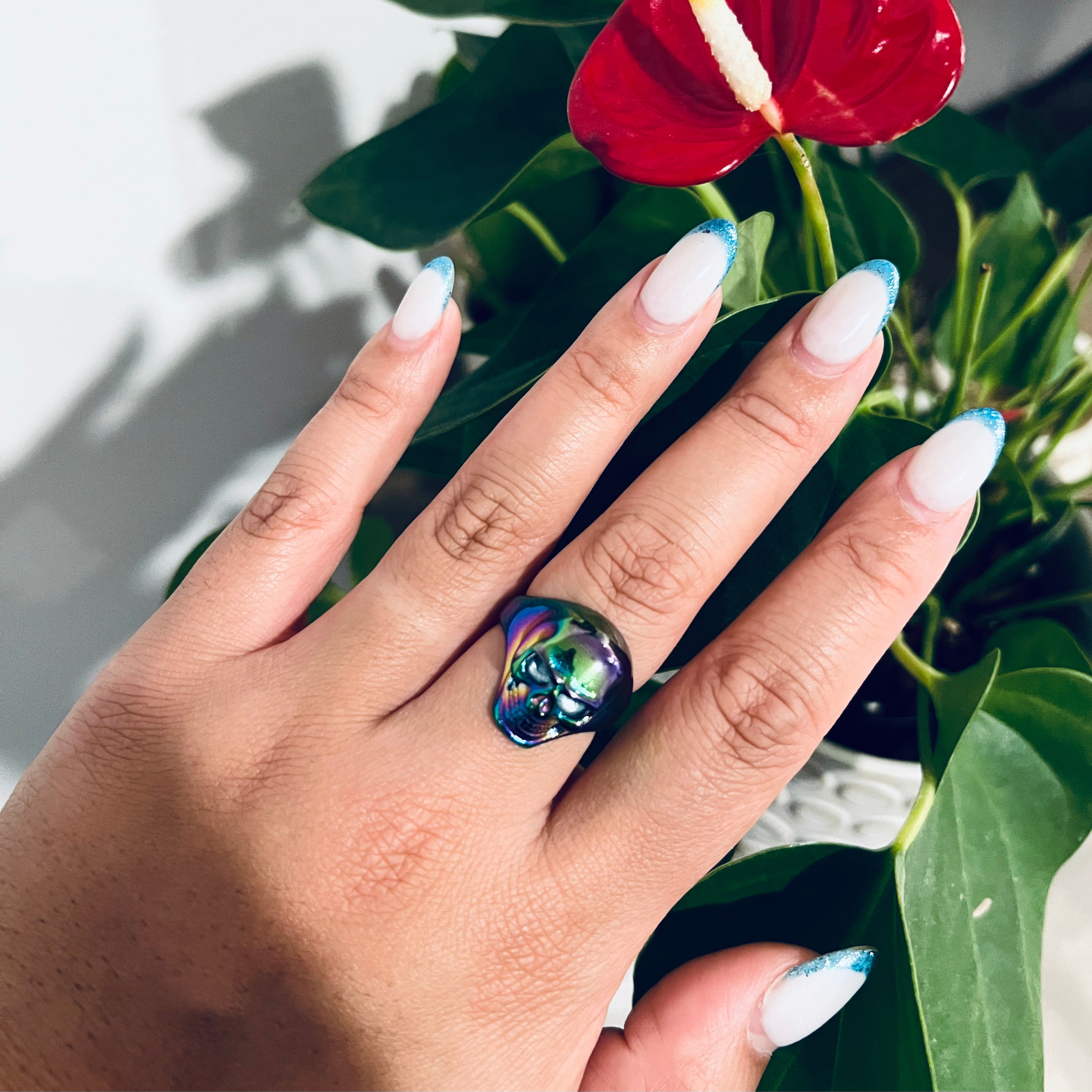 Stainless Steel Rainbow Skull Ring / SCR4044、mySite、dreamappss