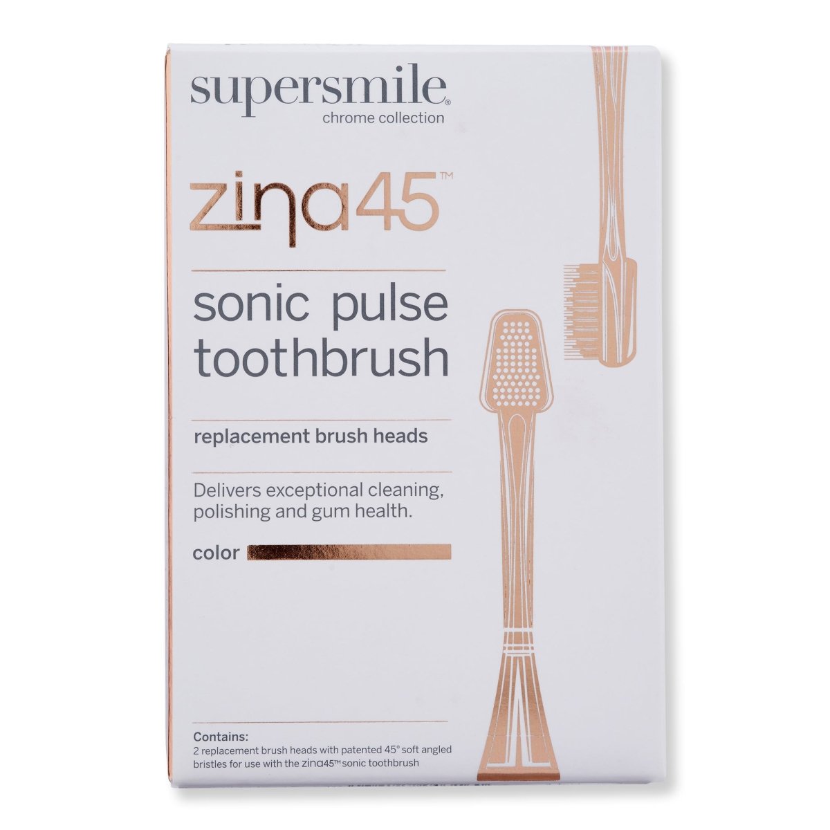 Supersmile Zina45 Sonic Pulse Toothbrush Chrome Rose Gold Replacement Heads、mySite、gigharbornorthrealestate