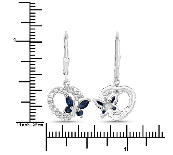 Butterfly and Heart Earrings Genuine Gemstones 925 Sterling Silver、mySite、g9winljtr